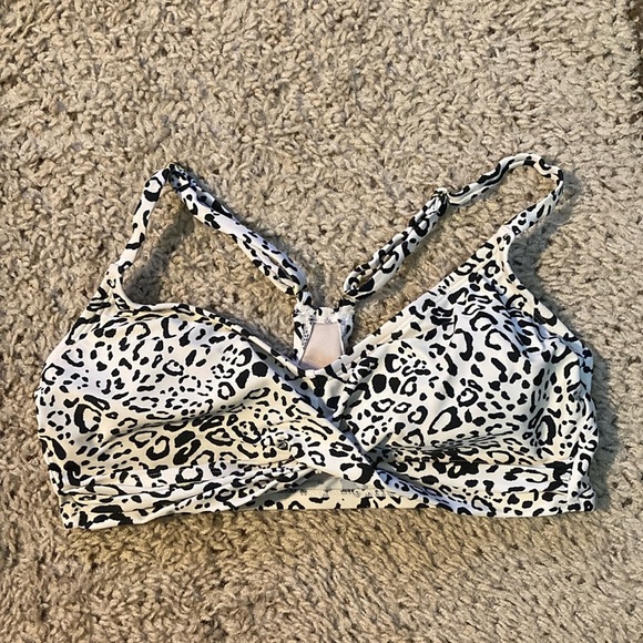 Kona Sol Black and White Leopard Print Swim Top without pads - Picture 1 of 6